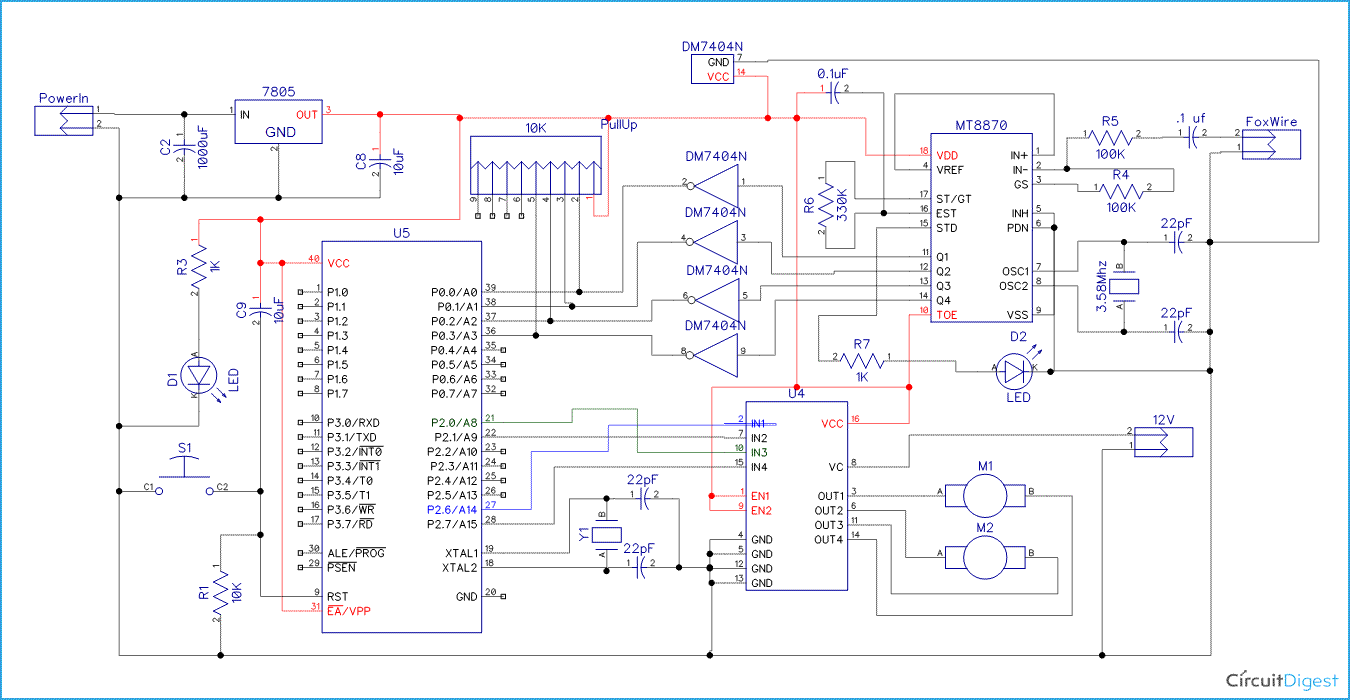 Cell Phone Controlled Robot Circuit Diagram