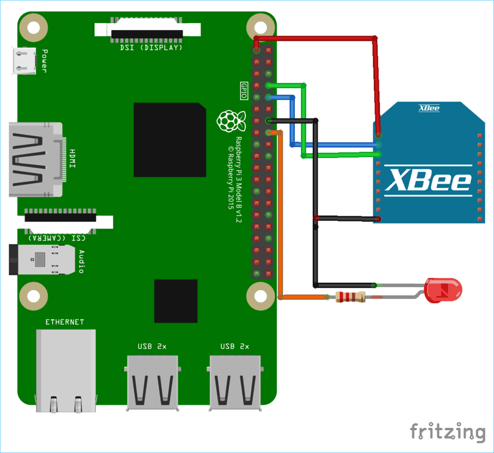 Raspberry Pi Xbee Interfacing Circuit Diagram