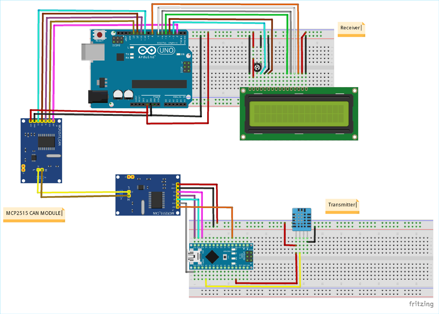 MCP2515 Arduino Circuit Diagram for Interfacing MCP2515 CAN BUS Module with Arduino