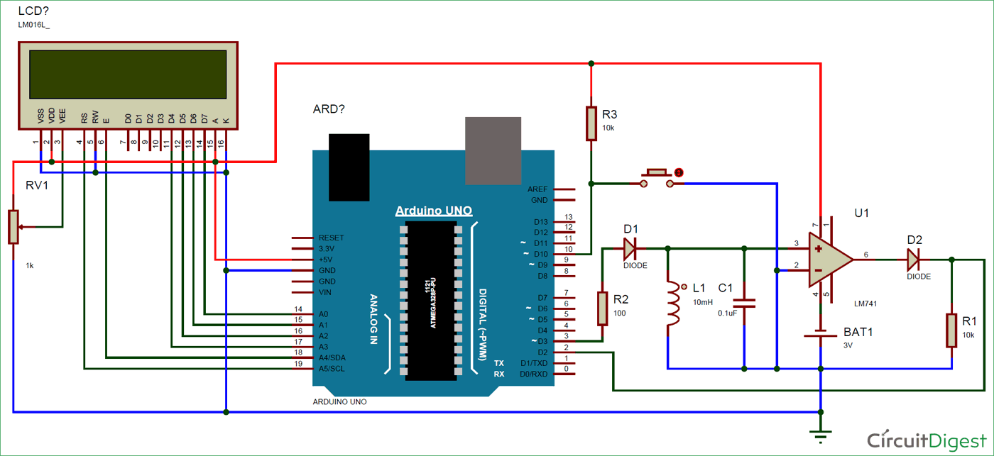 Circuit Diagram for LC Meter Using Arduino