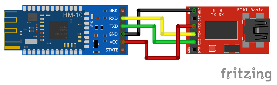 Circuit Diagram for Setting up HM10 with FTDI