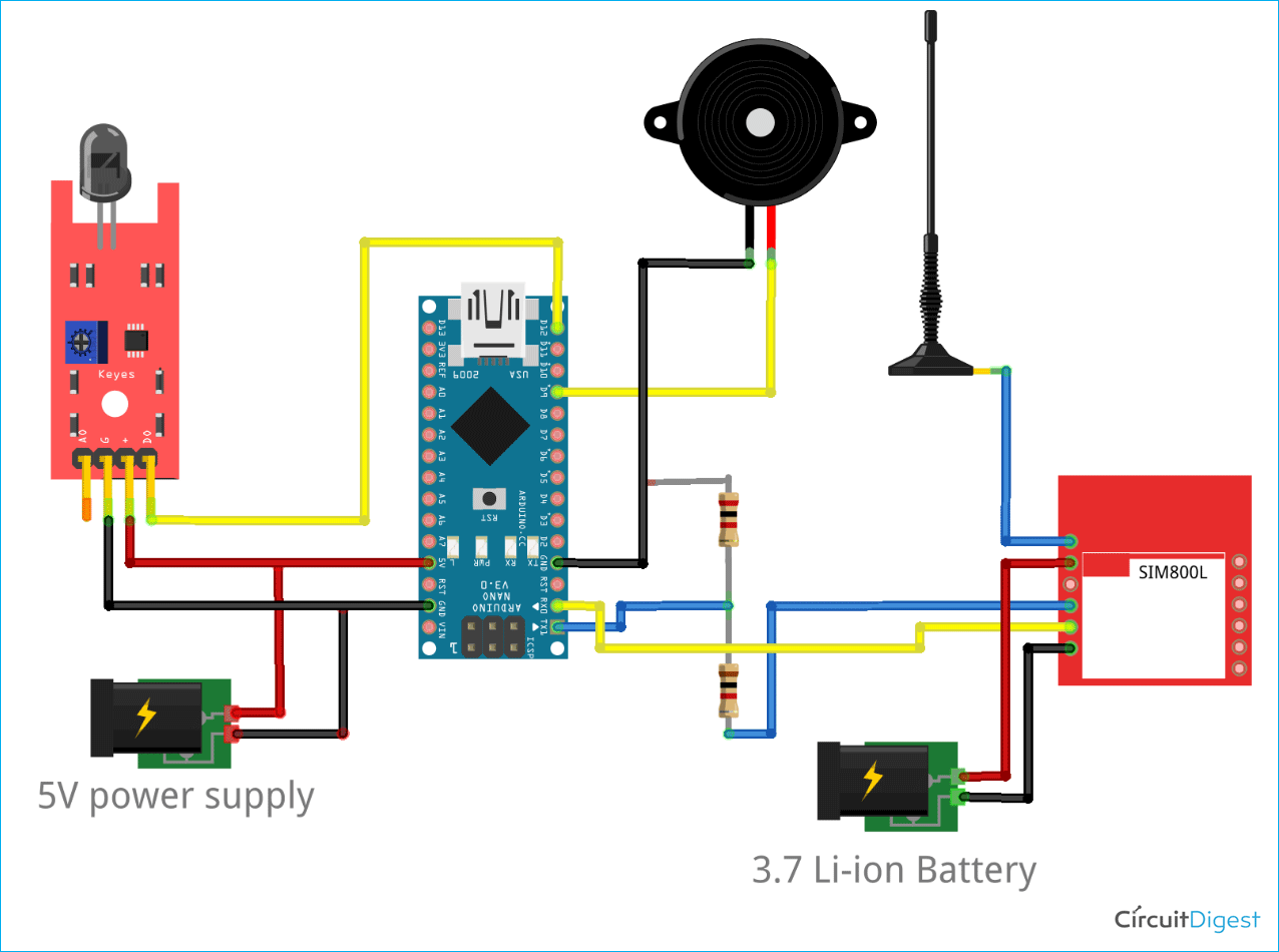 Forest Fire Monitoring System Circuit Diagram