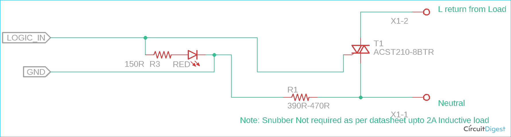 Solid State Relay using TRIAC Circuit Diagram 