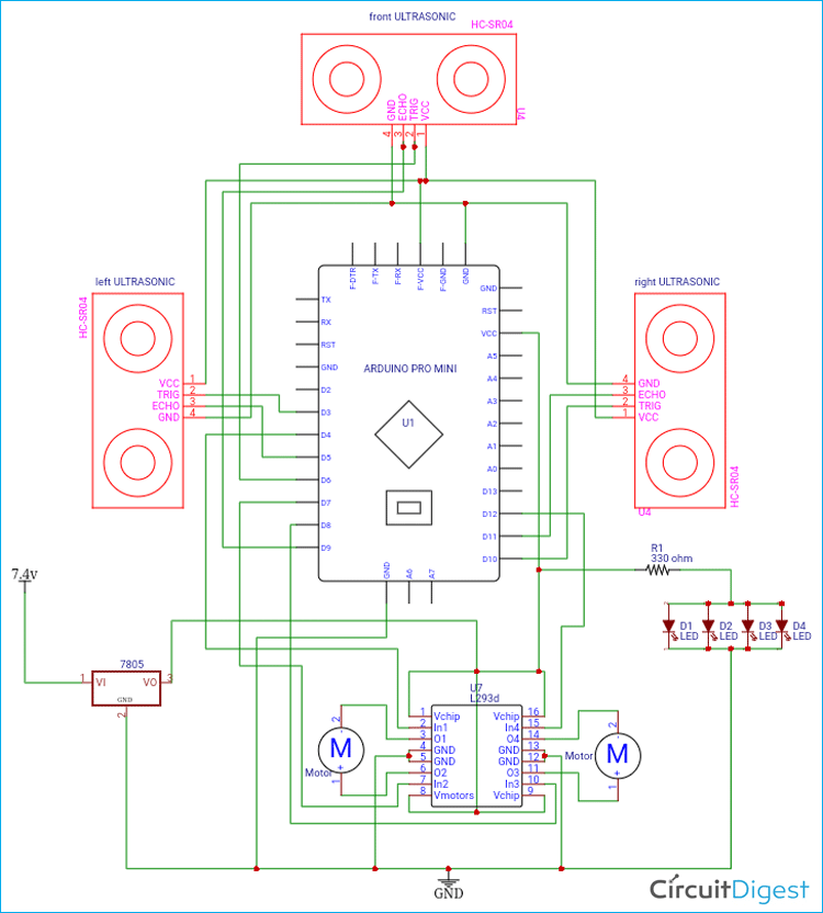 Ultraviolet Light Enabled Surface-Disinfecting Robot Circuit Diagram