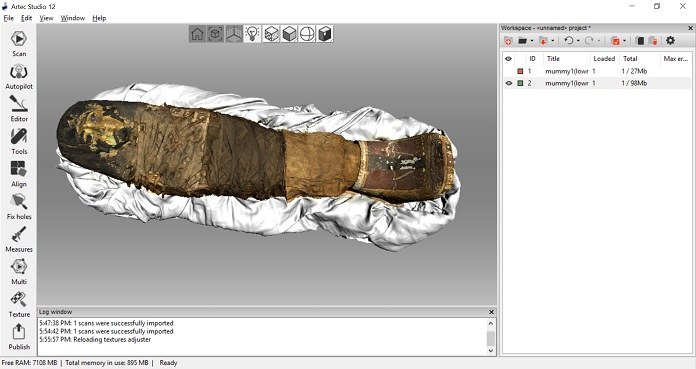 The 3D model of the Sherit mummy, created with Artec Eva 3D scanner, rendered in Artec Studio 12 software.