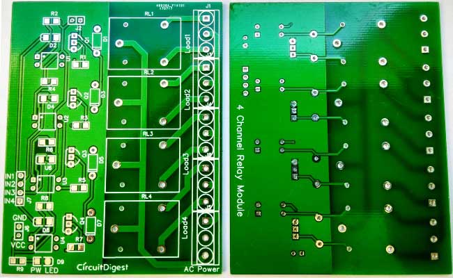 PCB samples of 4 channel relay driver module circuit