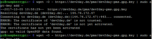 Raspberry pi plex-server installing dev2day repository