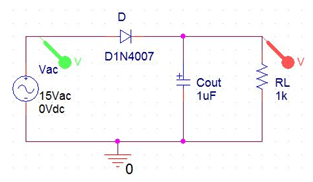 Half wave rectifier with capacitor half wave rectifier