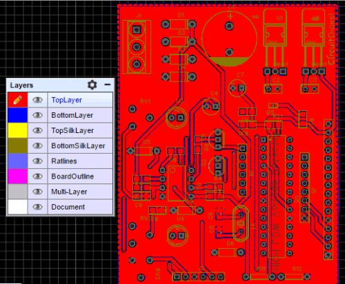 high low voltage detector PCB using PIC microcontroller top view