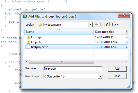 Add files to Source Group1