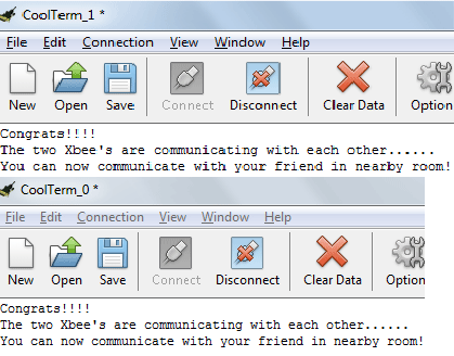 Chat between two computers using XBee module