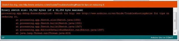 Sketch Too Large Arduino error