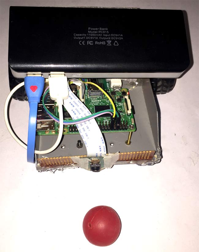 Circuit diagram of Raspberry Pi Ball tracking Robot using processing
