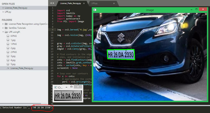 Plate Number Detection from the Image using Image Processing and Pi