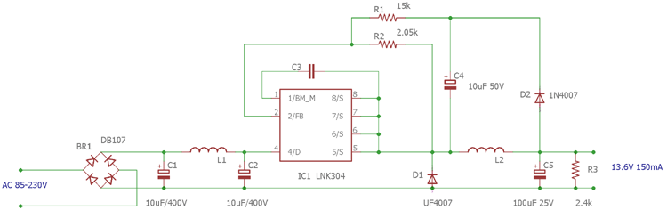 Transformerless LED Driver Circuit using EasyEDA