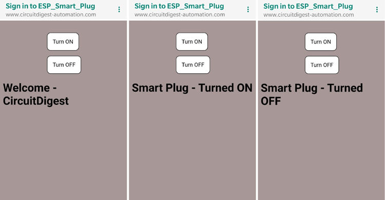 Webpage for Smart Plug