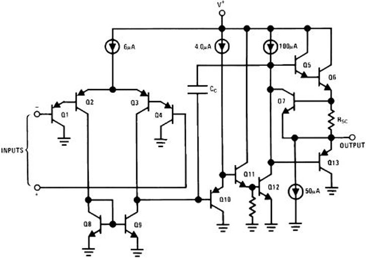 Op Amp LM358 Internal Circuit Diagram
