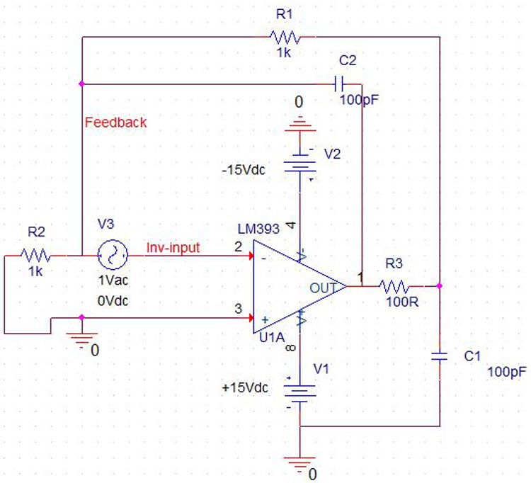 Op Amp Simulation Circuit With Frequency Compensation