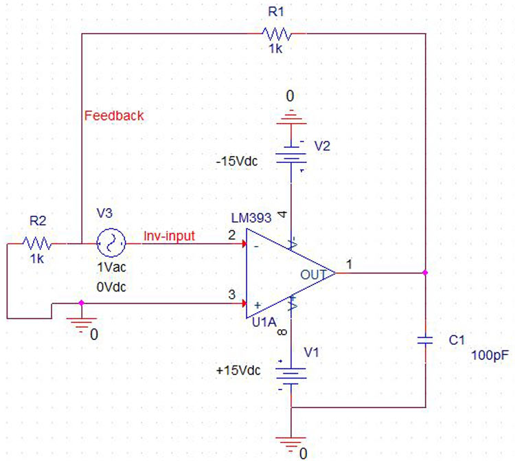 Op Amp Simulation Circuit Without Frequency Compensation