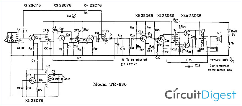 Superheterodyne AM Receiver Circuit Diagram