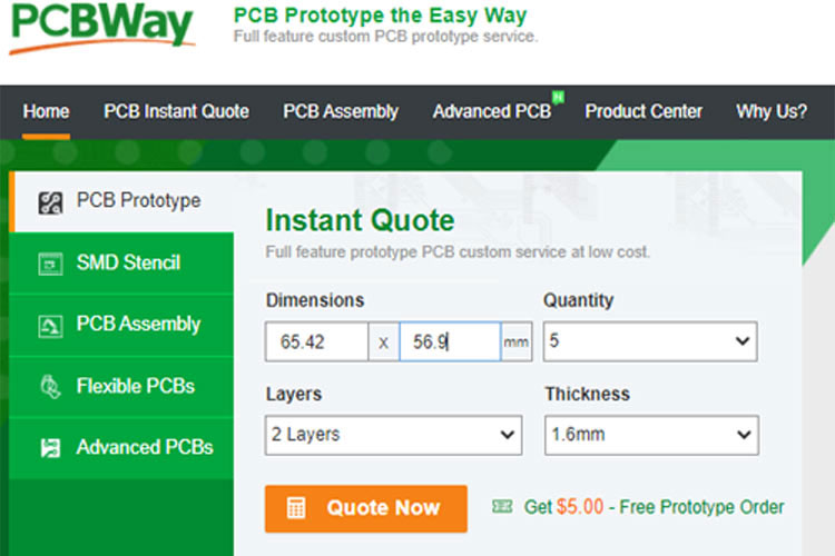 PCBWAY PCB Instant Quote