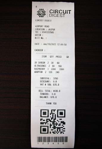 Printing Sample Receipt using Thermal Printer