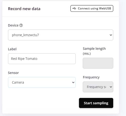 Record New Data on Edge Impulse Studio