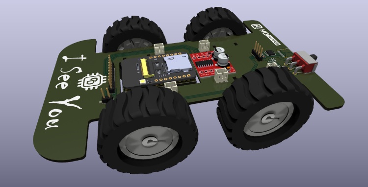 3D View of ESP32 Cam Surveillance Car