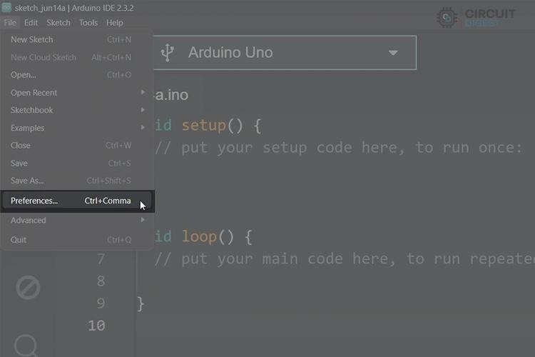 Location of Preference in the Arduino IDE 2.x
