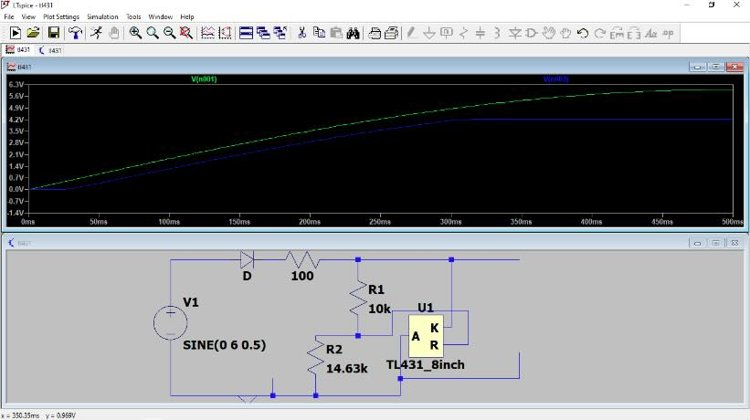 ltspice simulation for TL431