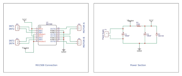 Schematic image of MX1508 Module