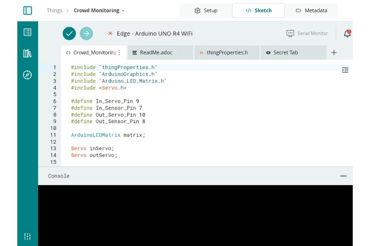 Image Which Shows the Sketch part of the Arduino Cloud Things