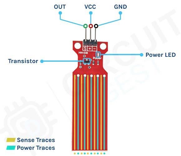 Water Level Sensor with Pinouts and Part Marking