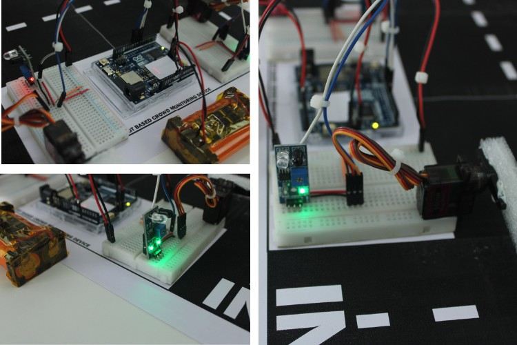 Working Demonstration Image of the IoT-Based Crowd Monitoring System