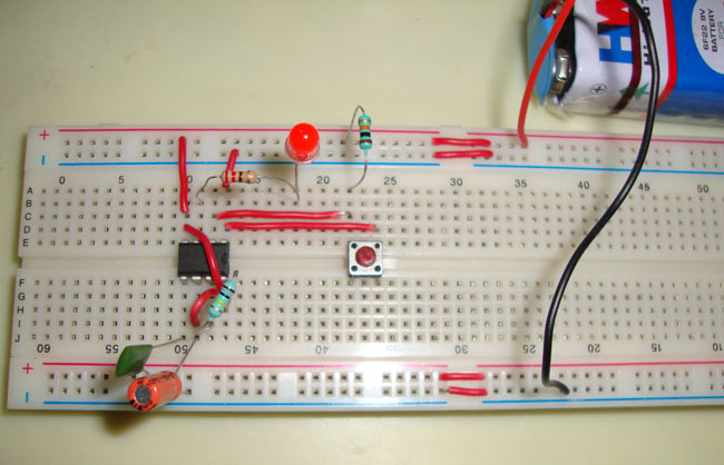 555 Timer Monostable Multivibrator Circuit