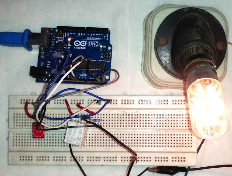 Controlling Home Lights with Touch using TTP223 Touch Sensor and Arduino UNO
