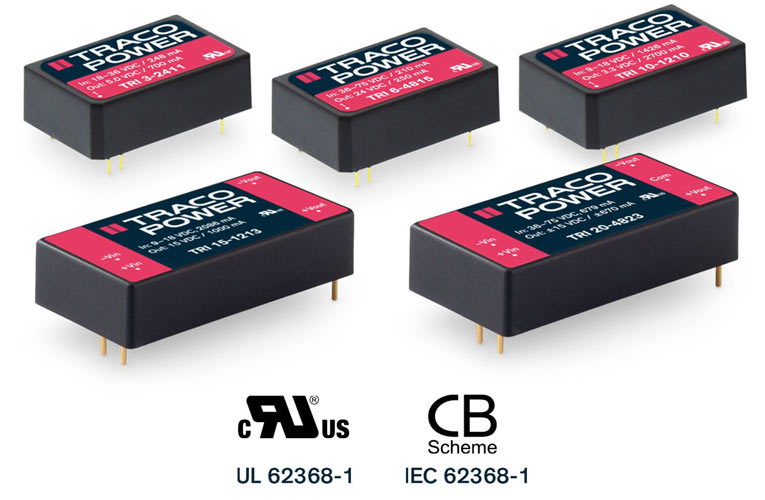 High-isolation 3-20 Watt DC/DC converters with 1000 VACrms Working Voltage