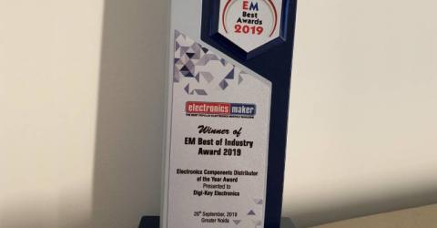 Digi-Key Awarded Electronics Components Distributor of the Year 2019 Award by Electronics Maker