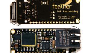 Ethernet FeatherWing with 4 W of PoE power